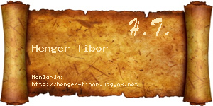 Henger Tibor névjegykártya